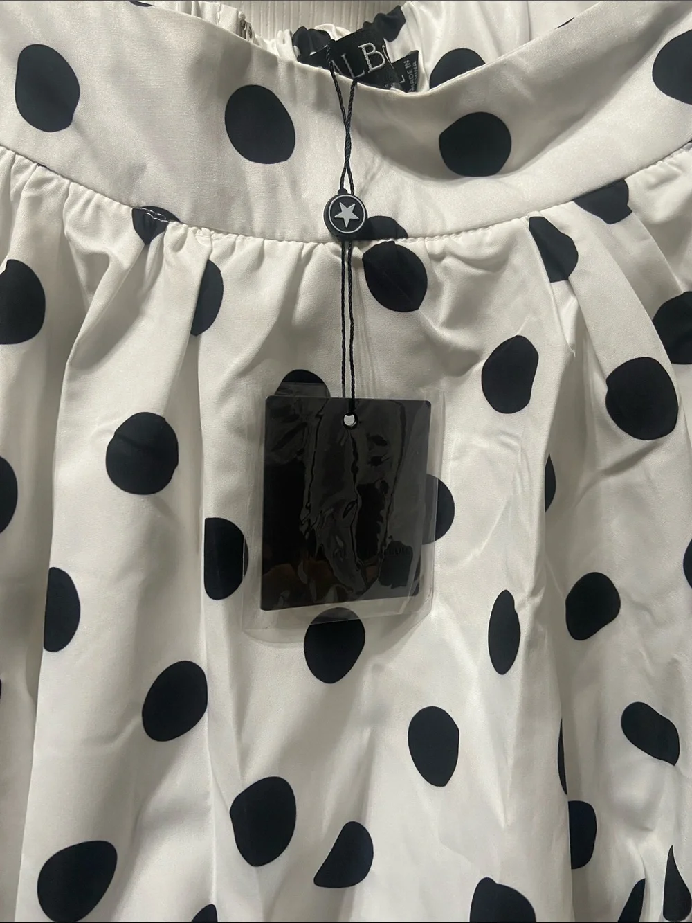 White Polka Dot Bubble Skirt - Black Dot Print - Picture 3 of 5